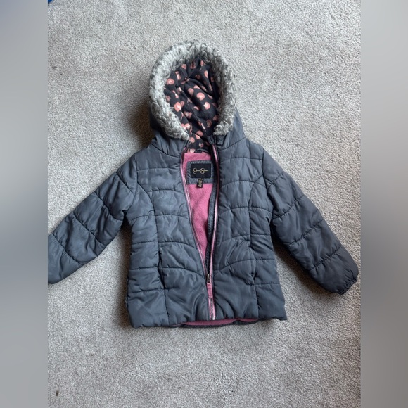 Jessica Simpson Charcoal and Pink Quilted Jacket - Picture 1 of 2